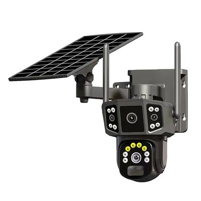Wireless Solar Security Camera - Dual Lens Linkage 100% Wireless Wifi Battery Powered 360 Rotation And Tilt Colour Night Vision Pir Two-way Audio Sd And Cloud Storage
