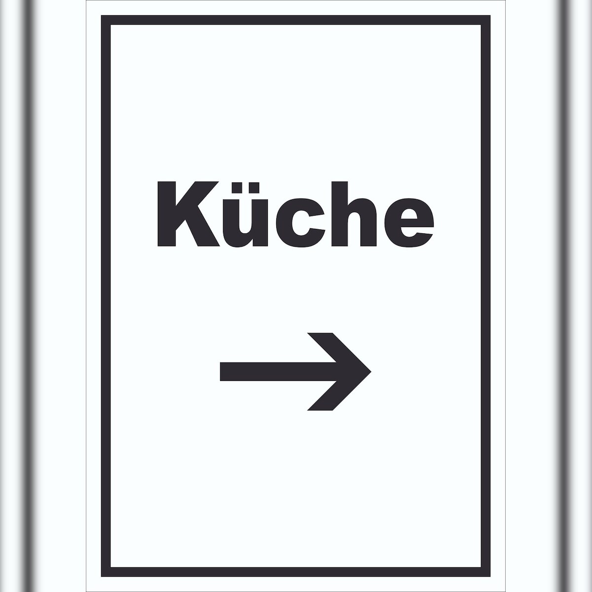 HB-Druck Küche Schild mit Text und Richtungspfeil rechts Kitchen cucina hochkant A3 (297x420mm) Image