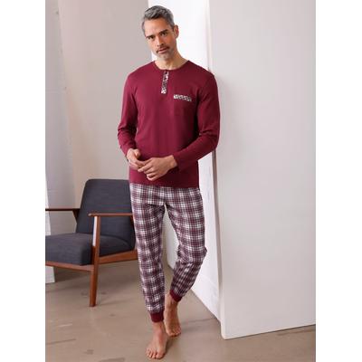 Schlafanzug, Herren, Gr. 44/46, rot (dunkelrot, kariert), 100% Baumwolle, Homewear-Sets Image