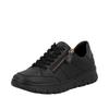 Plateausneaker RIEKER, Damen, Gr. 42, schwarz, Glattleder, unifarben, sportlich, Schuhe, Freizeitschuh, Schnürschuh, Halbschuh in Bequemweite G (= weit)