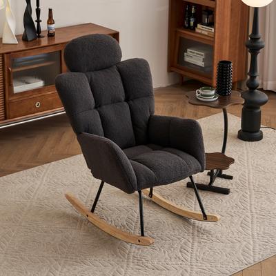 High Back Glider Rocking Chair Fabric Accent Chair Lounge Arm Chairs
