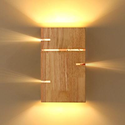 Wandleuchte aus Holz für den Innenbereich, Vintage-Wandlampe für Schlafzimmer E27, Image