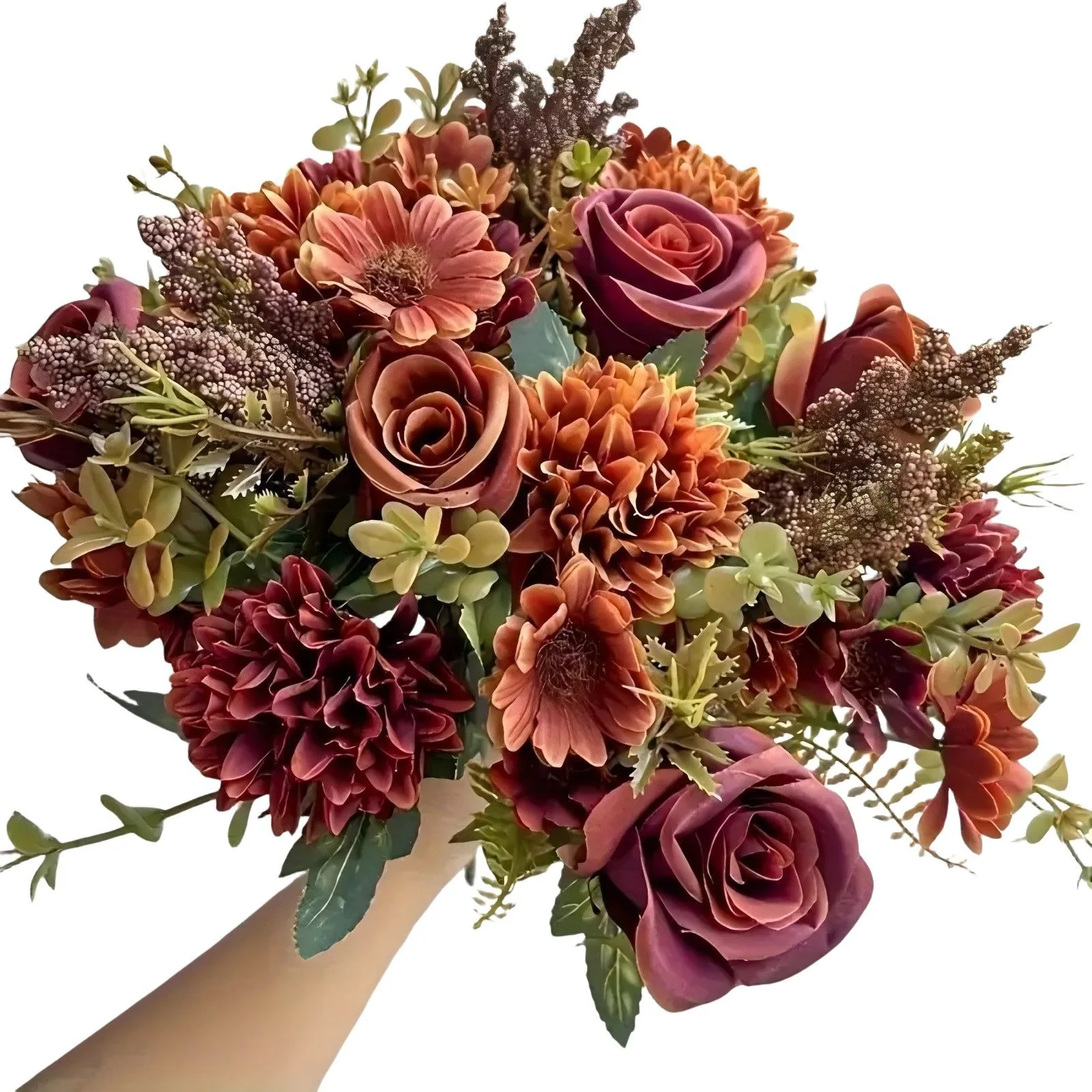 1PC simulation rose bouquet, embroidered ball, mixed flowers, plastic flowers, home, bedroom, vase decoration, outdoor garden