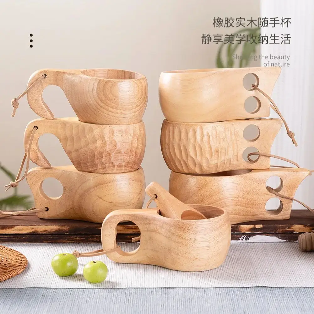 (1 Stück) Kreativer kleiner Milchbecher aus Holz, 6/8 Unzen, 180–240 ml, Finnland-Kaffeetasse aus Holz Image