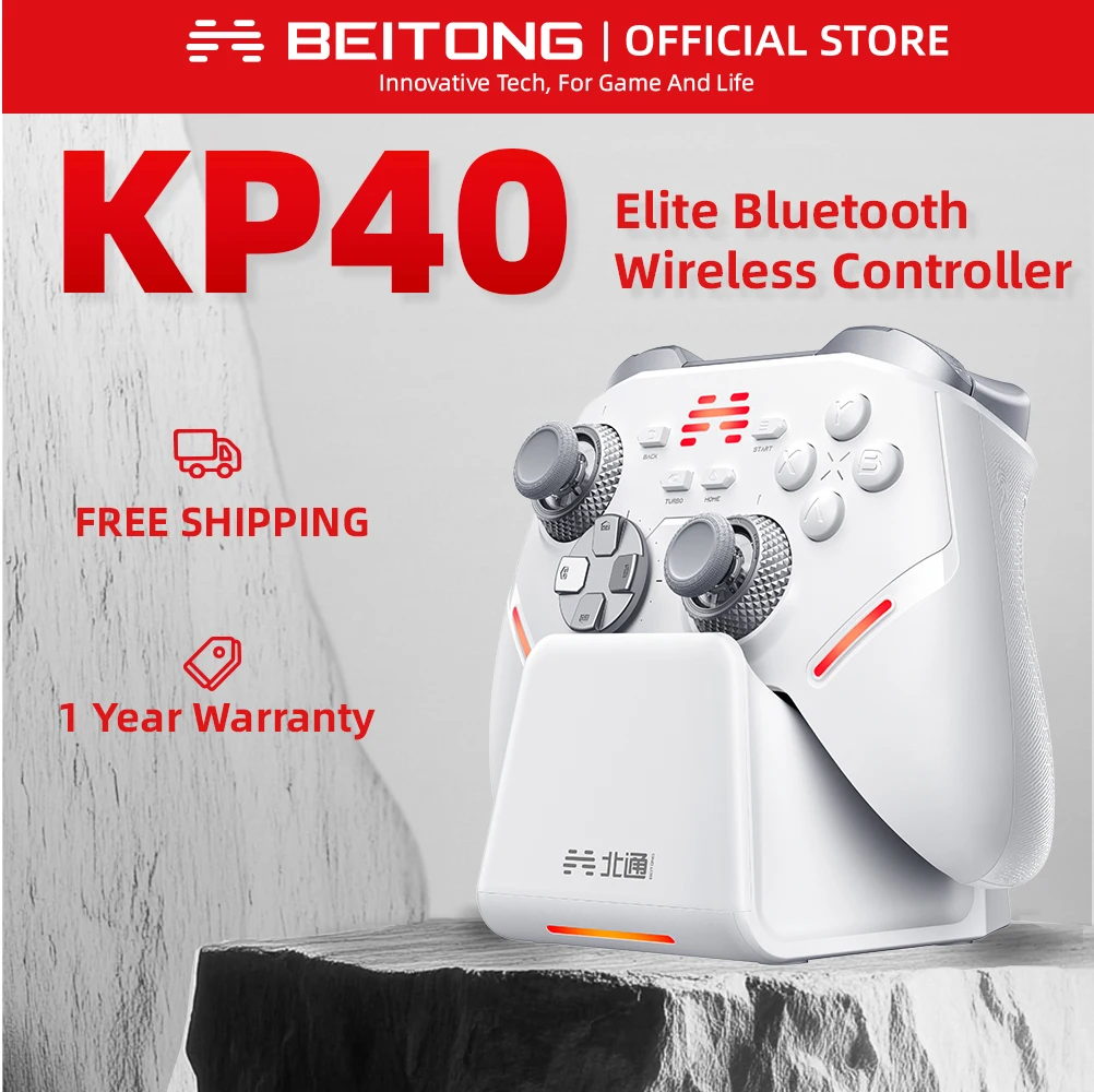 BEITONG KP40 Elite Wireless Controller für PC/Switch/iOS/Android/Steam, einstellbarer TMR-Joystick, TMR-Trigger, 1000 Hz Pro-Gamepad Image