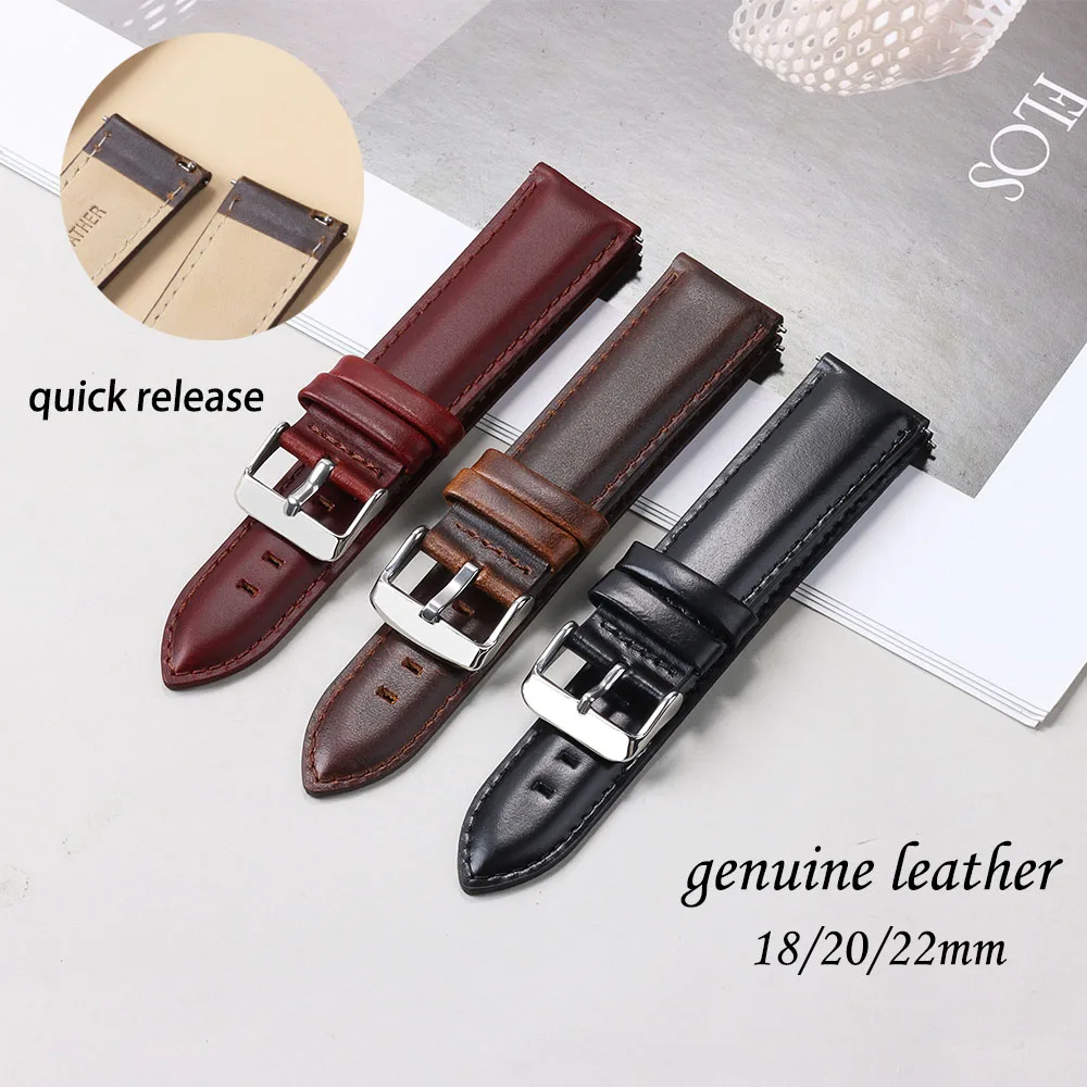 Echtes Kalbsleder-Uhrenarmband, weiches Material, Uhrenarmband, 18 mm, 20 mm, 22 mm, mit silberner Edelstahl-Schnalle für Omega Image