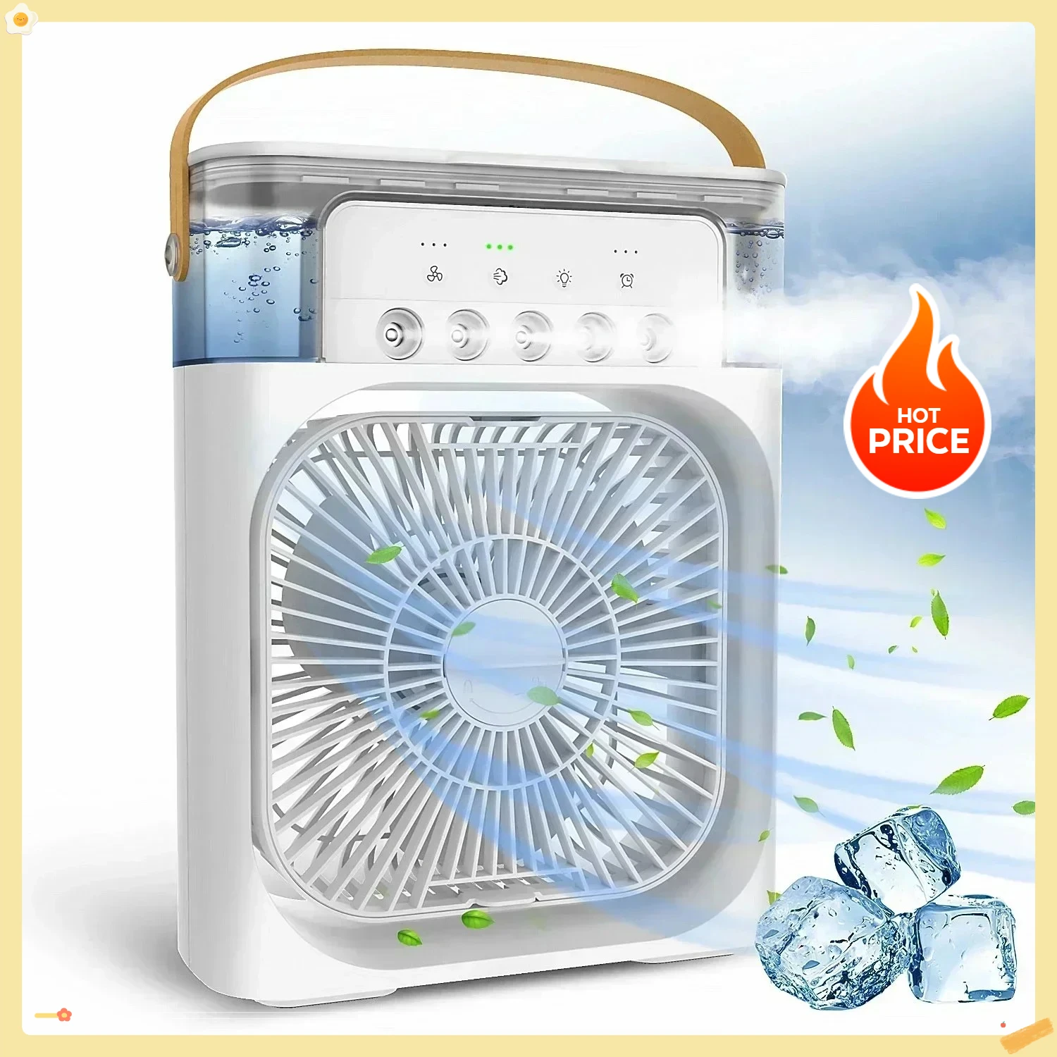 2025Portable humidificateur ventilateur climatiseurs USB ventilateur électrique LED veilleuse eau brume amusant 3 en 1 refroidisseur d