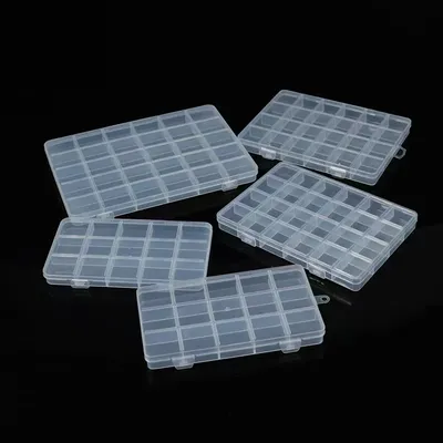 Practical Compartment Plastic Transparent Storage Box Jewelry Earring Bead Screw Holder Case Display Organizer Container