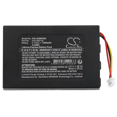 Li-Polymer Wireless Headset Battery for Logitech, 3.7V, 1200mAh, Compatible Models: G533, G633, G635, G933, G935