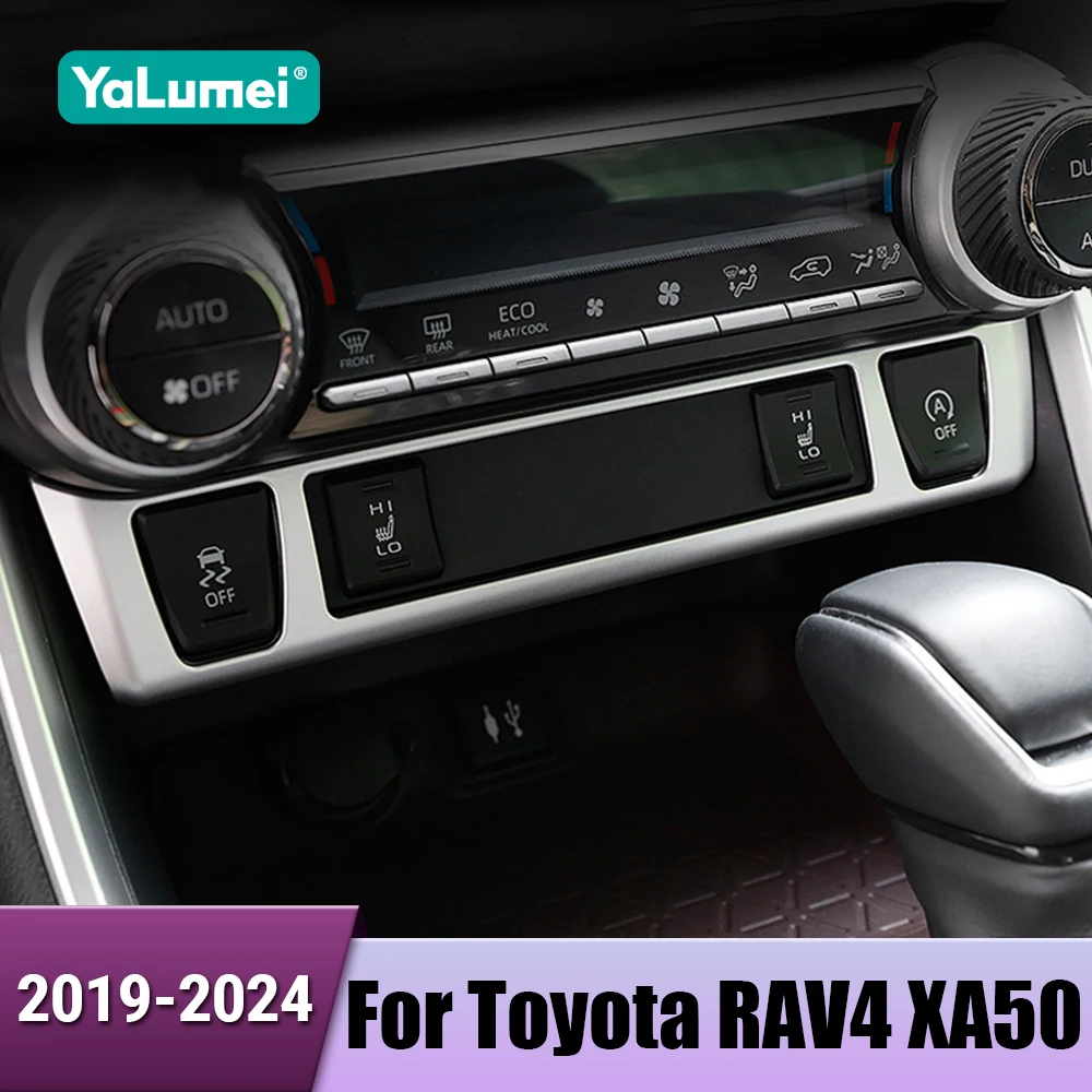 Auto Zentrale Steuerung Trim Panel Abdeckung Sitz Wärme Taste Rahmen Aufkleber Für Toyota RAV4 XA50 2019 2020 2021 2022 2023 2024 Hybrid Image