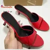 2025 mode Rote High Heels 6 cm frauen Schuhe Feine Heels Runde Kopf Damen Pumps PU Oberen Gerade Riemen hausschuhe Casual Schuhe