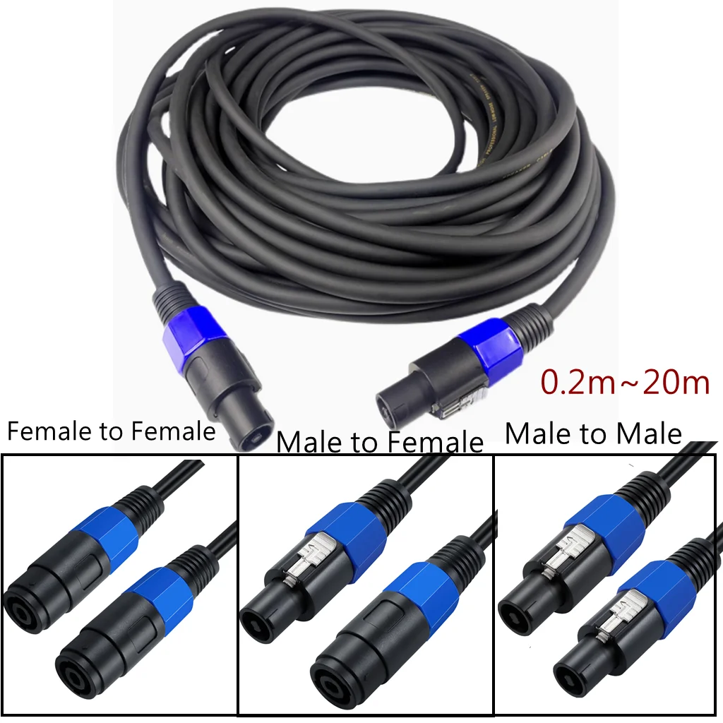 Speakon männlich weiblich auf Lautsprecher weiblich professionelles DJ-Lautsprecherkabel mit Drehverschluss für Ohm Audio Bühnenverstärker Projekt Kupfer Image