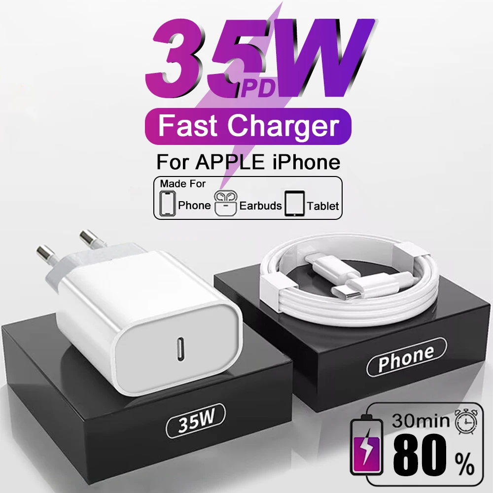 35 W USB Typ C Ladegerät Schnelle Ladekabel Für Apple iPhone 15 17 11 12 13 14 16 Pro Max ladegerät Reise Telefon Adapter EU UNS Stecker Image