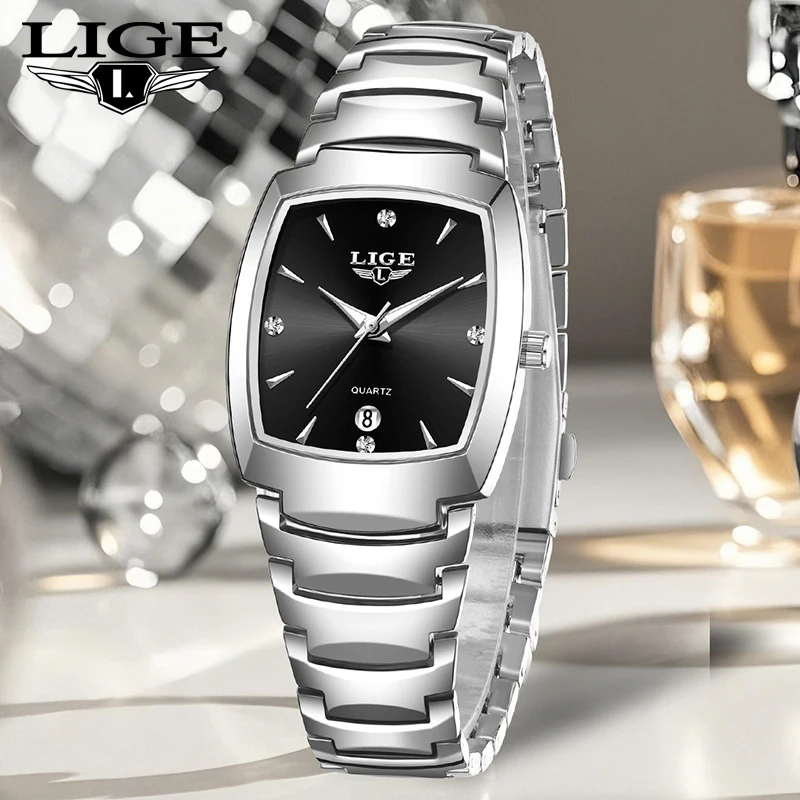 LIGE 2025 Neue frauen Uhr Elegante Mode Quarz Armbanduhren 30 M Wasserdicht Datum Stahlband Uhren Damen Geschenke Reloj mujer