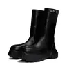 Herren High Top Chelsea Stiefel Plateau Sneakers Leder Gothic Heels Chunky Sole Luxus Vintage Trendy Designer Schwarze Schuhe