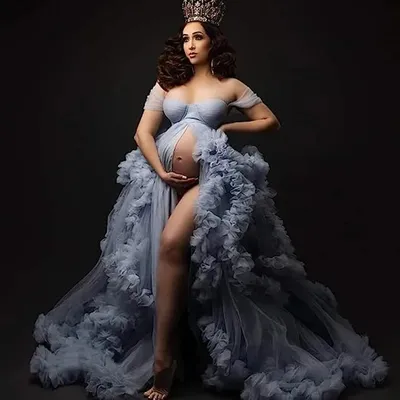 Pretty Fluffy Tulle Maternity Dresses vestidos para embarazadas Photographie de vêtements de maternité baby shower