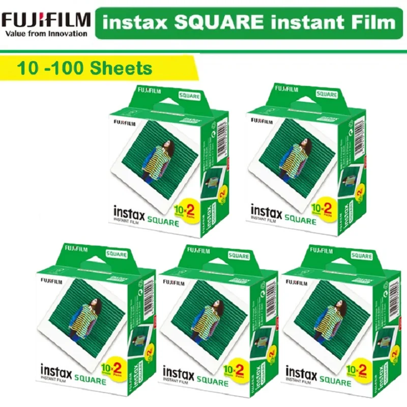 Fujifilm Instax carré bord blanc Films papier Photo 10-100 feuilles pour Instax SQ10 SQ6 SQ20 appareil photo instantané partager imprimante SP-3