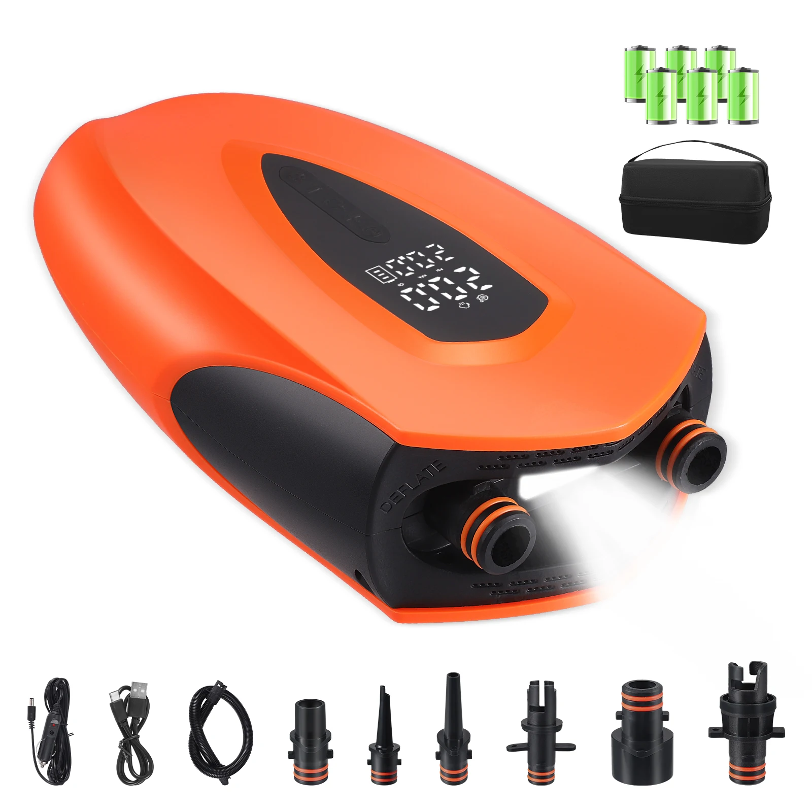Pompa da tavolo SUP da 20PSI Spegnimento automatico Pompa gonfiabile per barca SUP Pompa ad aria elettrica con display digitale da 12000 mAh per materasso per barca ad aria