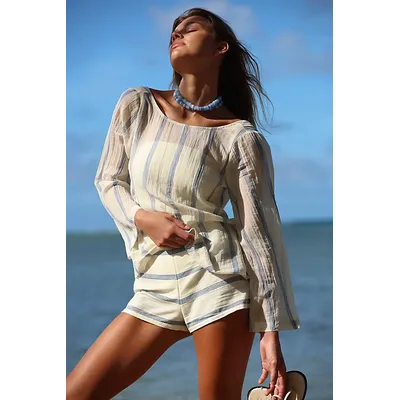 Salt And Stripes Short Set by free-est at Free People in Ivory Combo, Size: XS