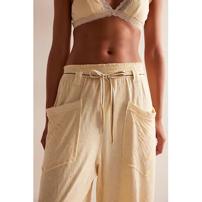 Wait A Minute Barrel Pants by Intimately at Free People in French Cream Combo, Size: Small