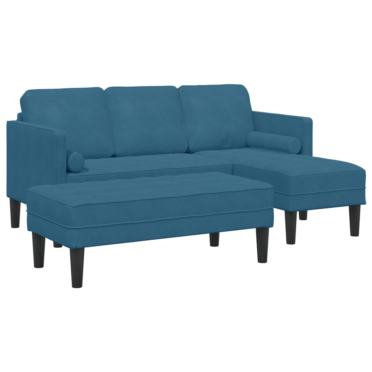 vidaXL Garten Sofa mit Bank und Kissen L-förmiger blauer Samt Image