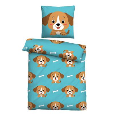 Castell Mikrofaser Bettwäsche Hund türkis, 1x 135x200 cm + 1x 80x80 cm Image