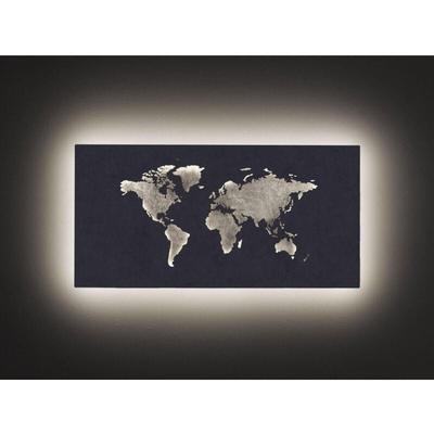Wofi - led Wandleuchte 'Landkarte' indirekte Beleuchtung Silber, Breite 60cm Image