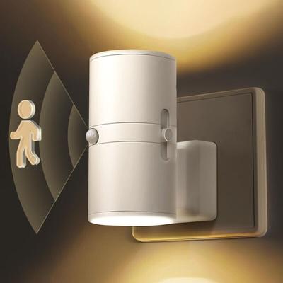 Nachtlicht mit Steckdose, led Nachtlicht mit Bewegungsmelder, Einstellbar 0-100LM, 3000K Warmweiß Image