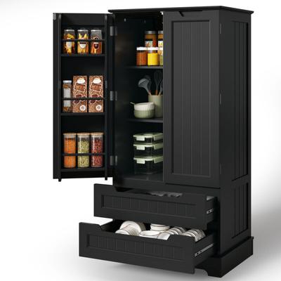 Sideboard Bealife Küchenschrank Schwarzes Küchenbuffet 120 cm Küchenmöbel mit Schubladen Image