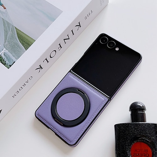 Handy Hülle Handyhüllen Für Samsung Galaxy Z Flip 7 Z Flip 6 Z Flip 5 Z Flip 4 Rückseite Magnetisch Ständer Stoßfest Retro TPU PU-Leder Image
