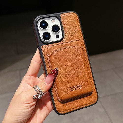 Handy Hülle Handyhüllen Für iPhone 17 Pro Max 17 Air 16 15 14 Pro Max Plus 16e 13 Pro Max Rückseite Magnetisch Kartenfach Stoßfest Retro TPU PU-Leder Image
