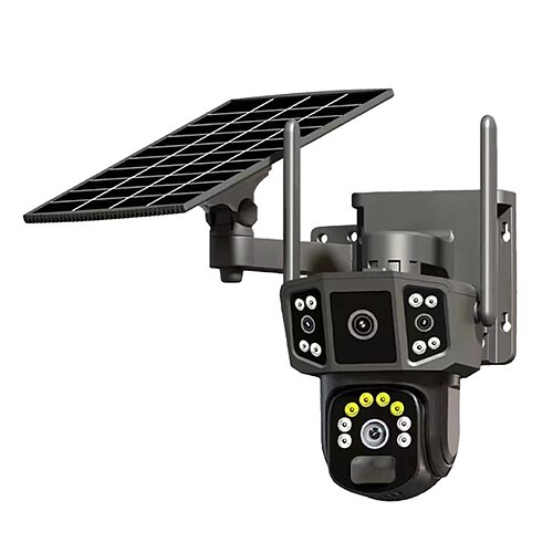 Kabellose Solar-Überwachungskamera – Doppelobjektiv-Verbindung, 100 % kabellos, WLAN, batteriebetrieben, 360°-Drehung und Neigung, Farb-Nachtsicht, PIR, Zwei-Wege-Audio, SD- und Cloud-Speicher Image