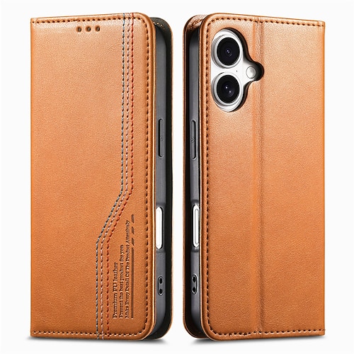 Handy Hülle Handyhüllen Für iPhone 17 Air 16 15 14 Pro Max Plus 16e 13 Pro Max Brieftaschenhülle Flip-Cover Kartenfach Stoßfest Retro TPU PU-Leder Image
