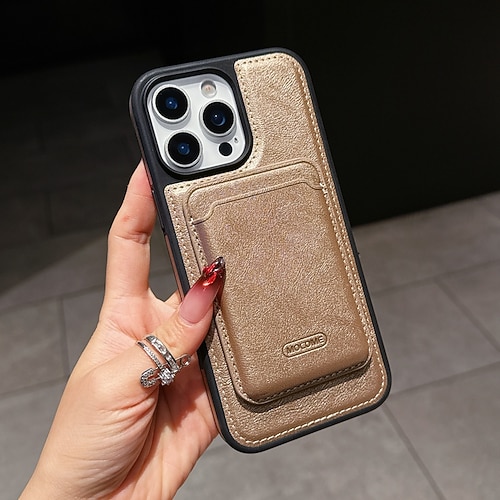 Handy Hülle Handyhüllen Für iPhone 17 Pro Max 17 Air 16 15 14 Pro Max Plus 16e 13 Pro Max Rückseite Magnetisch Kartenfach Stoßfest Retro TPU PU-Leder Image