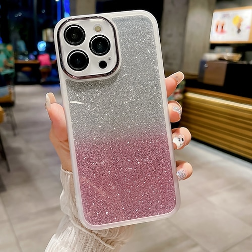 Handy Hülle Handyhüllen Für iPhone 17 Pro Max 17 Air 16 15 14 Pro Max Plus 16e 13 Pro Max Rückseite Bling Glitzer glänzend Stoßfest Farbverläufe Silikon Image