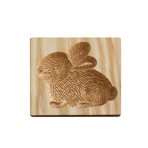 Keksausstecher aus Buchenholz mit Holzmuster, wiederverwendbare Backform aus Holz für traditionelle Kekse, Gebäck, knusprige Kekspresse, Stempel, Küchenbackwerkzeug Image
