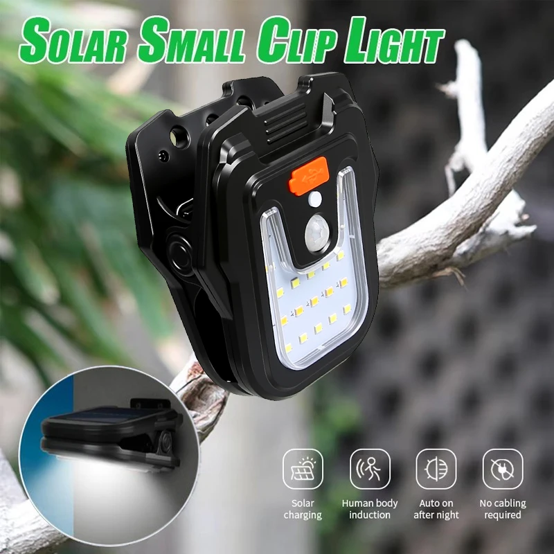 Neue LED Solar Garten Außen Lichter Clip Licht Wasserdicht Motion Sensor Camping Lampe Wiederaufladbare für Landschaft Wand Dekoration Image