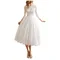 Ladies Elegant Floral Lace Panel White Dress A Line High Waist Large Swing Prom Dresses Women Evening Party Wedding Long Dresses