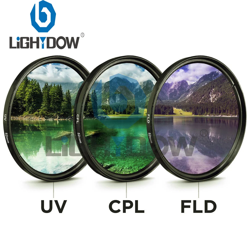 49MM 52MM 55MM 58MM 62MM 67MM 72MM 77MM UV+CPL+FLD 3 in 1 Objektivfilter-Set mit Tasche für Cannon Nikon Sony Pentax Kameraobjektiv Image