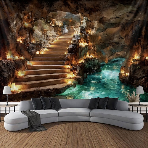 Tapisserie Banner Wandbehänge 森林 Landschaft 3D Fantasie Schlafzimmer Wohnzimmer Wohnheim Dekorationen Wand Tür Hintergrund Image