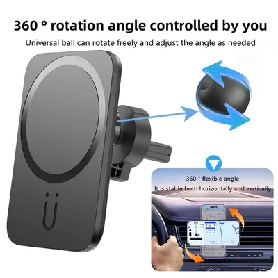 Auto Schnelle Lade 15W Magnetische Drahtlose Ladegerät Auto Air Vent Telefon Halter Stehen Für Magsafe iPhone 16 15 14 13 12 Pro Max XS X Image
