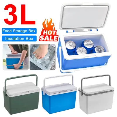 3L Portable Cooler Box Barbecue Insulation Box Car Picnic Ice Chest Food Storage Box For Beach Picnic Camping Boating Fishing