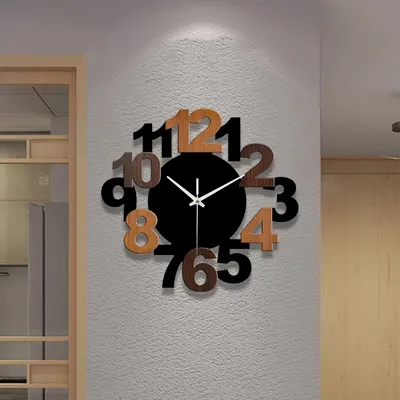 Modern unique wood grain digital acrylic wall clock silent clock living room wall decoration clock bedroom clock home decoration
