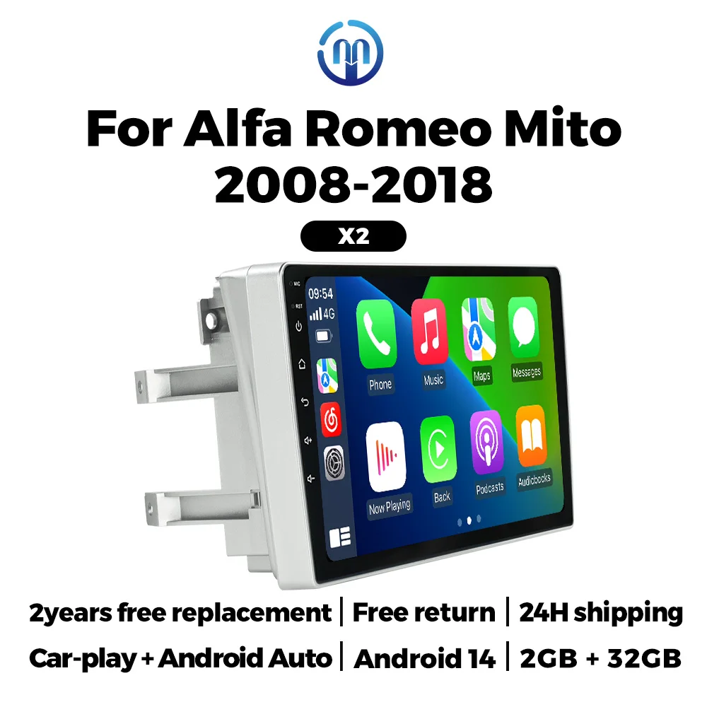 Drahtlose CarPlay Auto Radio Stereo für Alfa Romeo MiTo 955 2008-2016 Android 14 Auto Multimedia Player Navigation GPS Autoradio Image