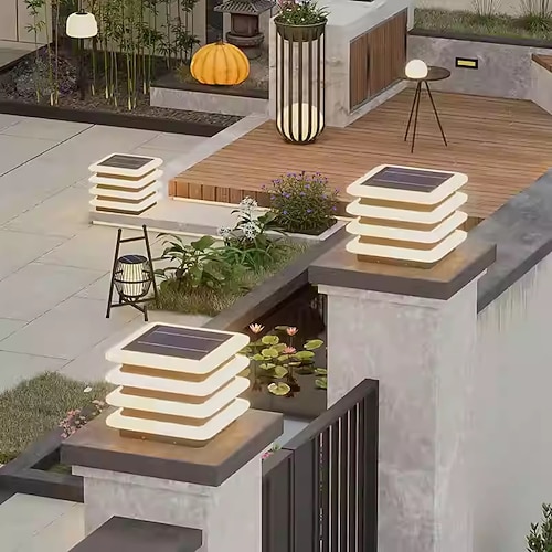 LED-Solar-Pfostenleuchte für den Außenbereich, wasserdicht, für den Innenhof, für die Veranda, die Terrasse im Freien, für die Garage, den Hof, für Außenpfostenlaternen Image