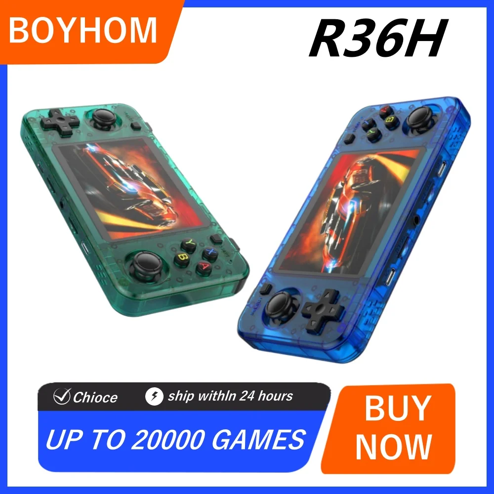 2025 R36H Handheld-Spielekonsole 3,5-Zoll-IPS-Bildschirm Linux RK3326 Retro-Videospiele-Player 3000 mAh 64G 10000+ klassisches Spiel