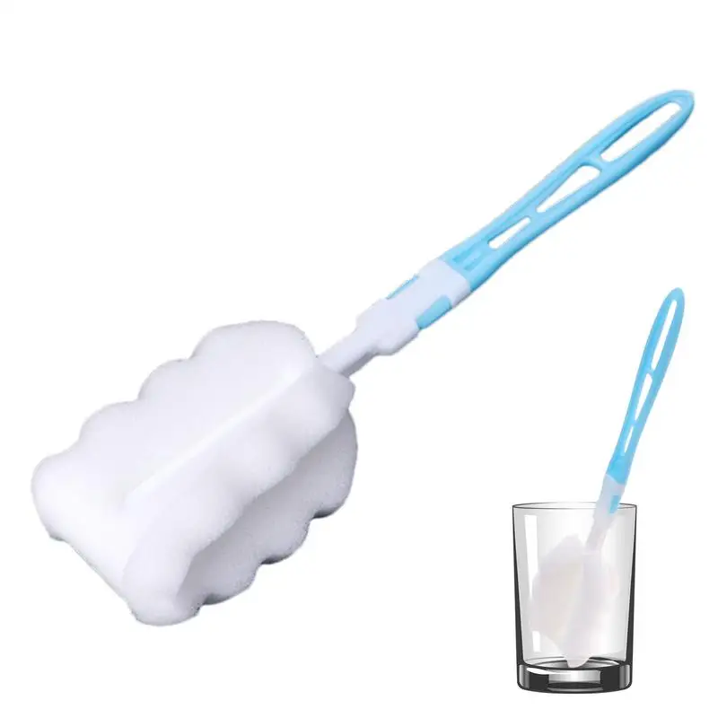 Schwammflaschenreiniger, Flaschen, Geschirrspülschaum, Schwammbürste, 360-Grad-Drehkopf, Schwammflaschenbürste mit langem Griff für Becher Image