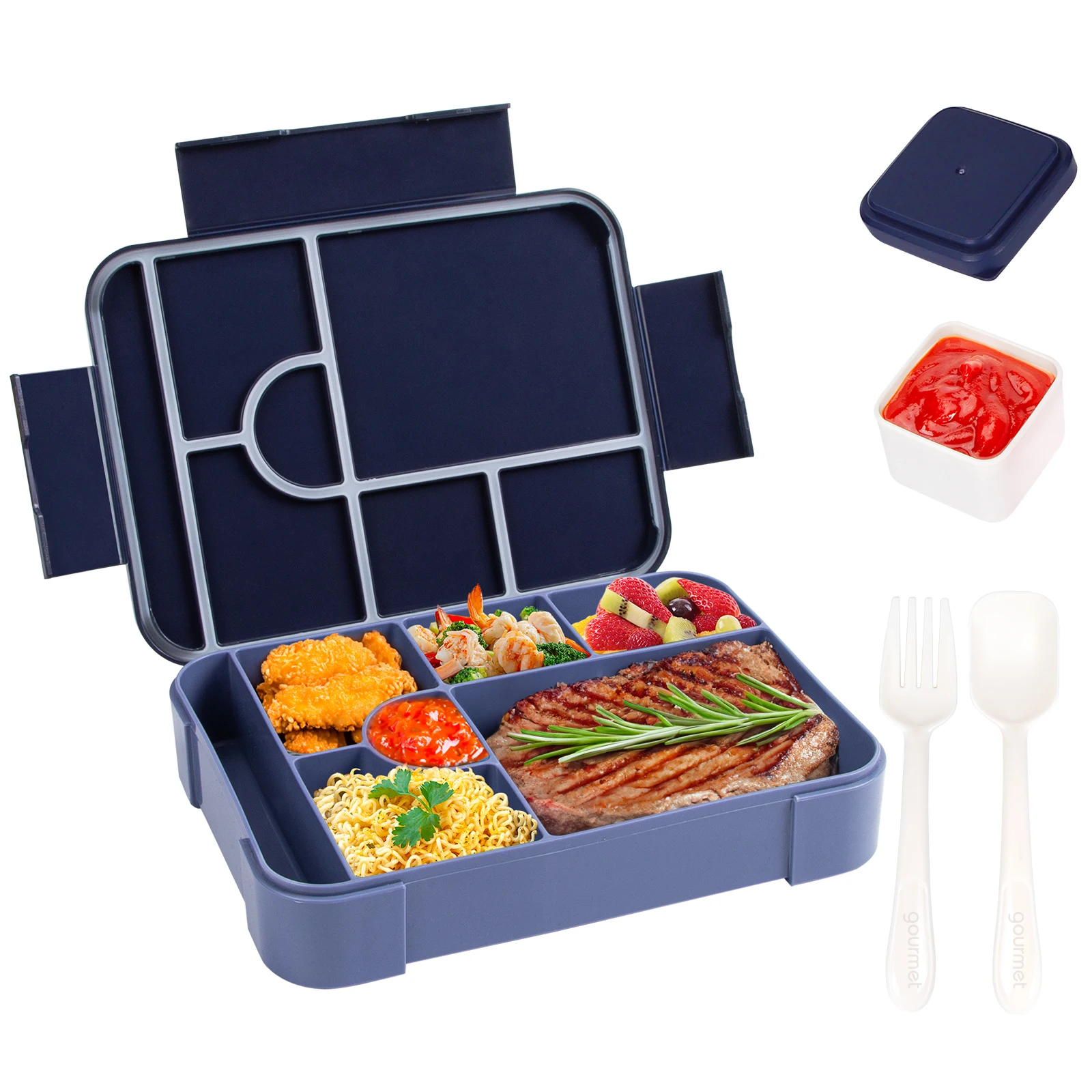 Lunch Box Bento di grande capacità per la scuola Bento Box per microonde Sigillatura a prova di perdite Contenitore portatile diviso per alimenti freschi