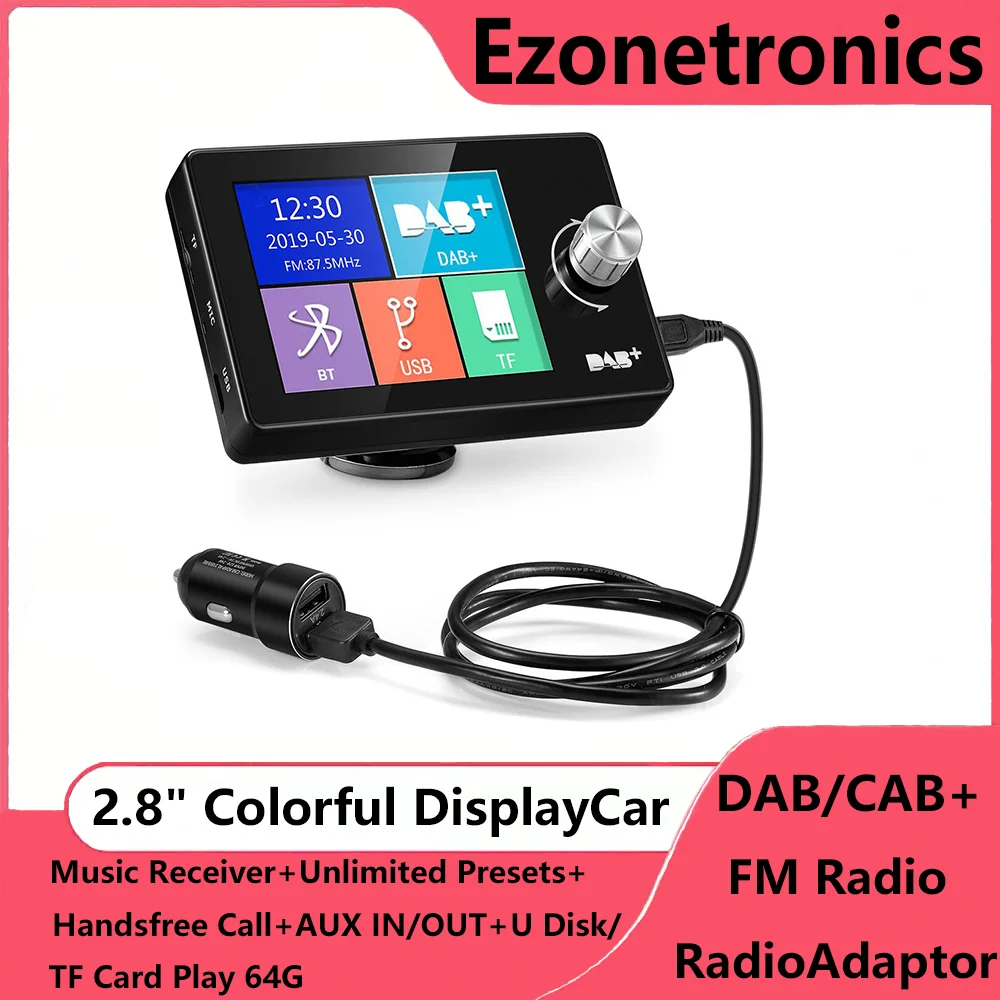 Ezonetronics DAB+ Radio Car DAB+Digital Radio Tragbarer Tuner-Empfänger mit Antenne USB-Dongle für die meisten Android-Autoradio-Radios Image