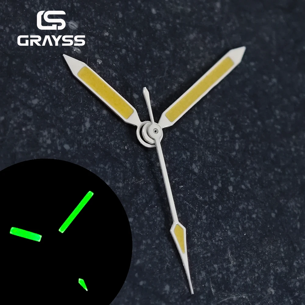 FATHOS White Yellow Vintage Watch Hand for NH35 NH36 NH37 NH38 NH39 NH70 NH72 green Lume DIY Watch Parts Sharp arrow pointer